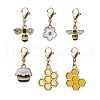 Bee & Honeycomb & Flower & Honey Jar Alloy Enamel Pendant Decorations HJEW-JM01602-1