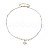 Shell Pearl Bead & Glass Seed Beads Beaded Necklaces NJEW-MZ00076-01-4