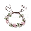 Electroplated Natural Rose Quartz Chip Bead Braided Bead Bracelets for Women BJEW-TA00610-01-2
