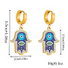 Hamsa Hand with Evil Eye Stainless Steel Enamel Pendant Necklaces & Charm Bracelets & Hoop Earrings Sets FS-WG4E92D-01-5