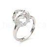 Rhodium Plated 925 Sterling Silver Micro Pave Clear Cubic Zirconia Adjustable Ring Components STER-NH0017-02P-1