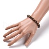 8.5mm Waxed Natural Bodhi Wood Round Beads Stretch Bracelet for Men Women BJEW-JB07099-02-3