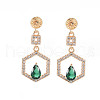 Brass Micro Pave Cubic Zirconia Stud Earring Findings KK-S364-045-1