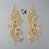 Phoenix Tail Pattern Glass Rhinestone & Mesh Base Fabrics Handwork Embroidery Cloth Sew on Appliques PATC-WH0009-02C-1