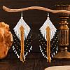Bohemian Style Handmade Glass Seed Beads Hexagon Tassel Stud Earrings KO7700-1