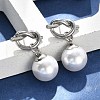 304 Stainless Steel Plastic Imitation Pearl Round Dangle Stud Earrings EJEW-V008-02P-2