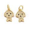 Dog Brass Micro Pave Clear Cubic Zirconia Charms KK-G425-14G-1