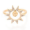 Brass Micro Pave Clear Cubic Zirconia Cuff Ring Settings KK-T076-16G-2