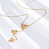 304 Stainless Steel Y-Shaped 3 Heart Pendant Necklaces NJEW-U026-04G-2