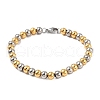 304 Stainless Steel Round Beads Bracelets BJEW-Q038-06GP-4
