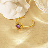 Stainless Steel Micro Pave Cubic Zirconia Open Cuff Rings for Women OE2673-4-1