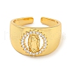Rack Plating Brass Micro Pave Cubic Zirconia Saint Open Cuff Ring RJEW-C082-02G-2