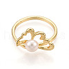 Mother's Day Jewellery Flower Brass Finger Rings RJEW-N049-01G-2