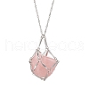 304 Stainless Steel Empty macrame Pouch Pendant Singapore Chain Necklaces NJEW-JN05285-02-3
