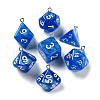 7Pcs 7 Styles Opaque Resin Polyhedral Dice Pendants Set RESI-A029-01J-1