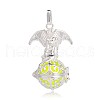 Silver Color Plated Brass Hollow Round Cage Pendants KK-J248-04S-1