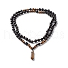 Pointed Natural Tiger Eye Pendant Necklace for Girl Women NJEW-JN03700-2