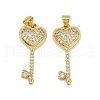 Brass Micro Pave Clear Cubic Zirconia Pendants KK-S526-63G-1