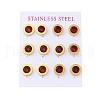 304 Stainless Steel Flat Round Stud Earrings EJEW-C099-23G-02-4