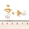 304 Stainless Steel Plastic Imitation Pearl Round Dangle Stud Earrings EJEW-V008-02G-2