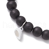 8mm Round Synthetic Black Stone & Transparent Glass Beaded Stretch Bracelet Sets BJEW-JB10471-5
