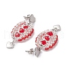 304 Stainless Steel Faceted Bicone Glass Beads Dangle Stud Earrings EJEW-WZ00437-03-4