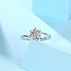 Mother's Day Rings Rhodium Plated 925 Sterling Silver Moissanite Rhinestone Solitaire Ring AJEW-U007-24P-3