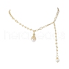 Shell Pearl Octopus Teardrop Pendant Brass & 304 Stainless Steel Chain Necklaces for Women NJEW-JN05310-2