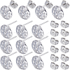 SUNNYCLUE 80Pcs 201 Stainless Steel Textured Flat Round Stud Earring Findings STAS-SC0008-50-1