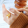 Mother's Day Jewellery Flower Stainless Steel Open Cuff Rings WGAF2BA-02-3