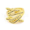 Hug Hand Brass Micro Pave Cubic Zirconia Adjustable Rings for Women RJEW-U003-25A-G-2