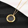 304 Stainless Steel Visible Flat Round Locket Pendant Pet Urn Ashes Necklaces NJEW-S455-08G-3