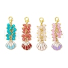 Shell Shape Alloy Enamel & Round Glass Bead Pendant Decorations HJEW-JM03248-2