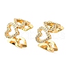 Brass Micro Pave Clear Cubic Zirconia Cuff Earrings EJEW-F370-31G-3