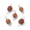 Round Natural Wood Connector Charms PALLOY-JF01994-02-4
