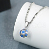 Football 201 Stainless Steel Royal Blue Enamel Pendant Box Chain Necklaces for Men FS-WGF314D-09-1
