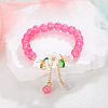 Daisy Crackle Glass Round Beaded Stretch Bracelets FS-WG28140-06-1