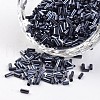 Opaque Colours Pearl Luster Plated Round Hole Glass Bugle Beads SEED-I001-129-1