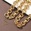 304 Stainless Steel Textured Double Ring Link Chain Necklaces NJEW-S453-02G-B-1