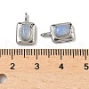 304 Stainless Steel Pave Opalite Rectangle with Oval Charms STAS-L022-516P-06-3