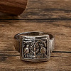 Rectangle with Bird & Flower Pattern Alloy Finger Rings FS-WGF2270-05-3