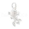 925 Sterling Silver Hollow Fish Charms with Jump Rings STER-E071-01S-02-1