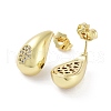 Teardrop Rack Plating Brass Cubic Zirconia Stud Earrings for Women EJEW-B047-02G-05-2