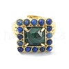 Natural Malachite & Lapis Lazuli Adjustable Ring RJEW-B030-01A-07-3