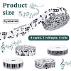   4 Rolls 4 Styles Polyester Musical Note & Piano Keys Printed Ribbon Sets OCOR-PH0004-65-2