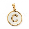 PVD Vacuum Plating 304 Stainless Steel with White Shell Pendants STAS-G268-01C-G-2