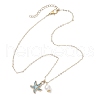 Summer Beach Starfish Alloy Enamel & ABS Plastic Imitation Pearl Pendant Necklaces NJEW-JN05268-5