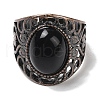 Natural Gemstone Oval Adjustable Rings RJEW-K271-06R-4