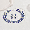 Alloy Rhinestone Link Chain Necklace & Stud Dangle Earrings Sets FS-WG454B6-07-1