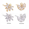 4 Pairs 2 Style Brass Micro Pave Clear Cubic Zirconia Stud Earring Findings KK-ZZ0001-07-2